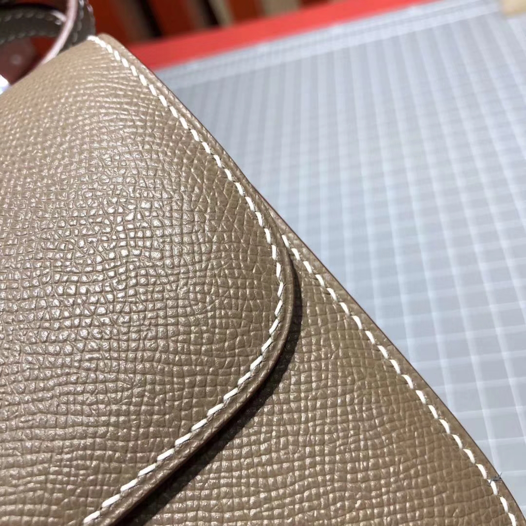 爱马仕空姐包价格 Hermes Constance19cm 大象灰原厂Epsom牛皮 银扣