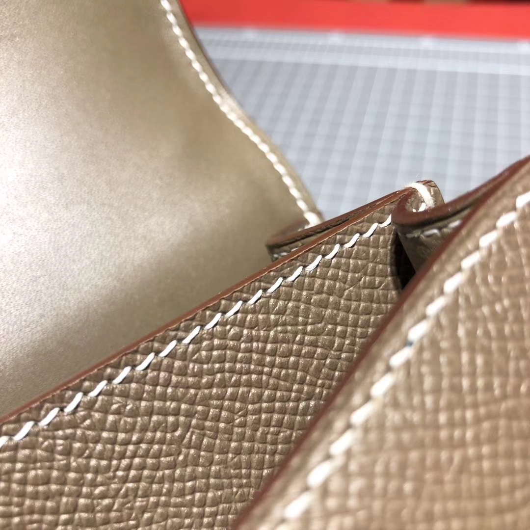 爱马仕空姐包价格 Hermes Constance19cm 大象灰原厂Epsom牛皮 银扣