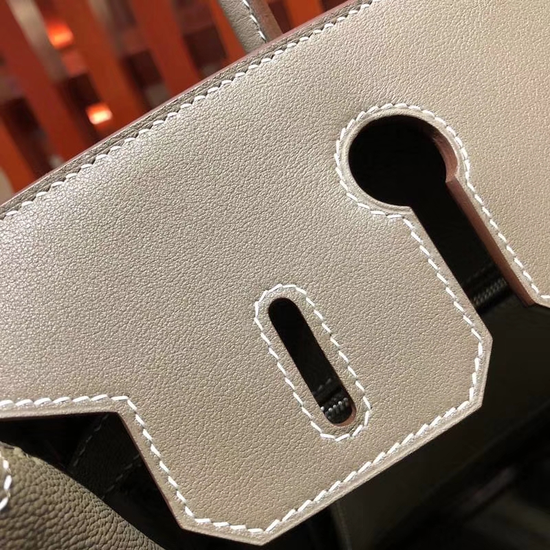 Hermes Birkin30CM 爱马仕大象灰原厂Swift牛皮铂金包 金扣