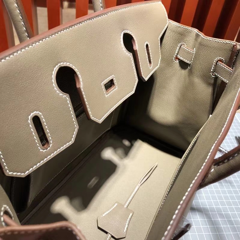 Hermes Birkin30CM 爱马仕大象灰原厂Swift牛皮铂金包 金扣