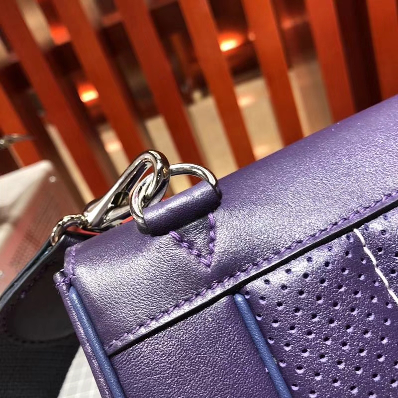 爱马仕线条包 Hermes Berline20CM 紫罗兰色原厂Swift牛皮斜挎包 银扣