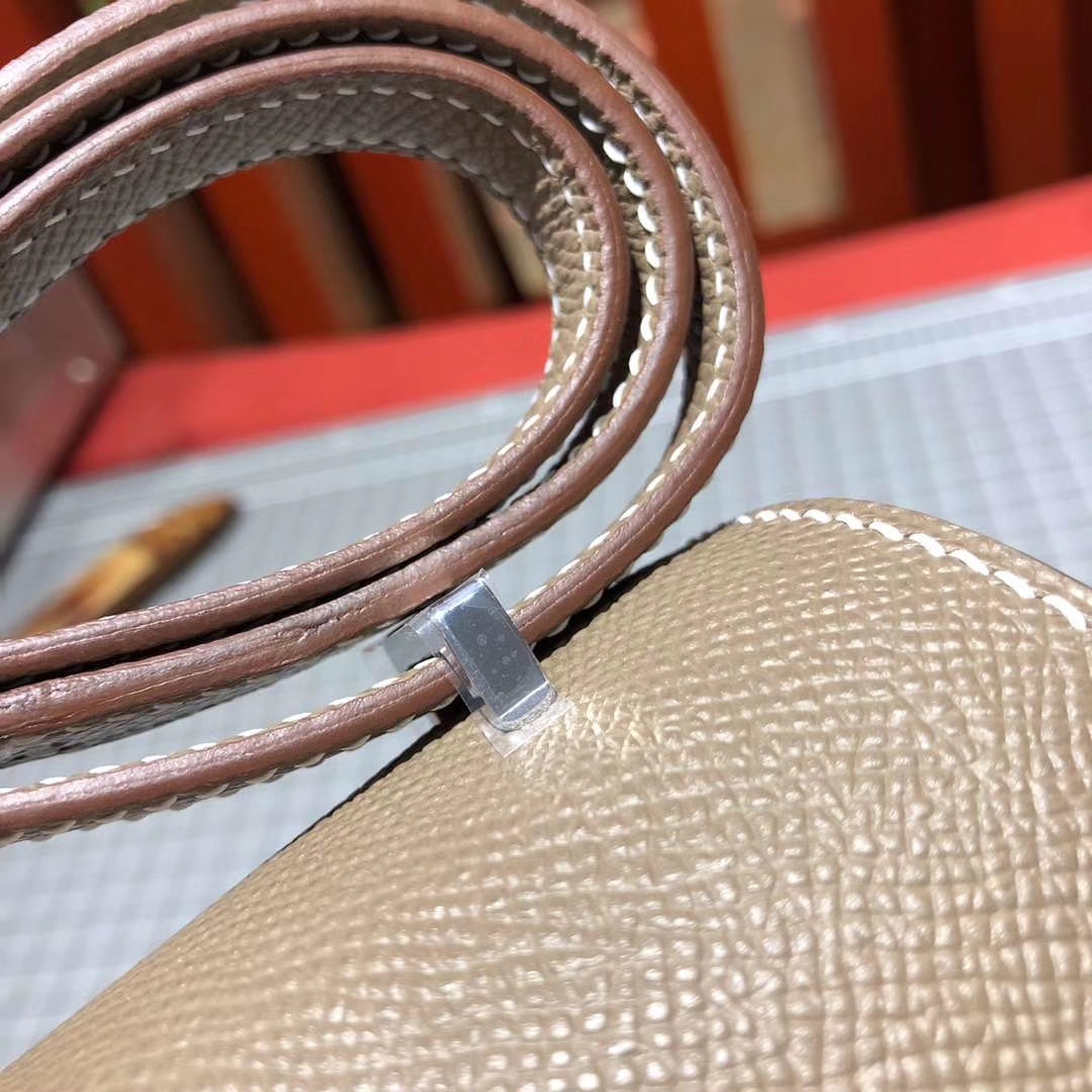 爱马仕空姐包价格 Hermes Constance19cm 大象灰原厂Epsom牛皮 银扣
