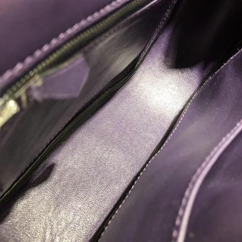 爱马仕线条包 Hermes Berline20CM 紫罗兰色原厂Swift牛皮斜挎包 银扣