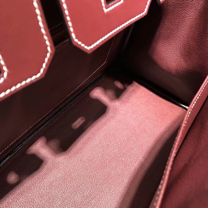 爱马仕Birkin包包 Hermes宝石红原厂Box牛皮Birkin30CM铂金包 金扣