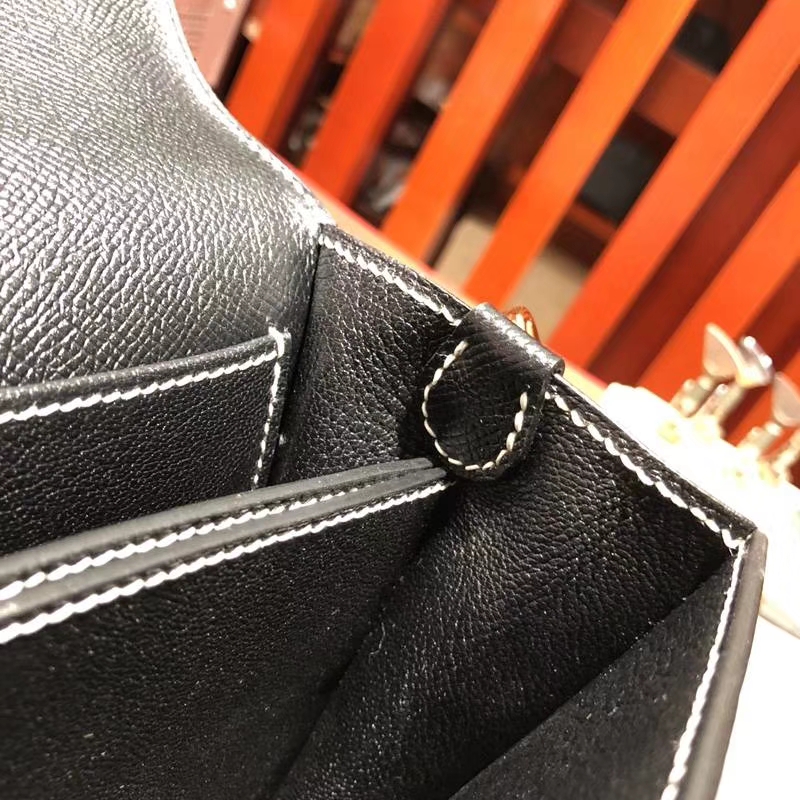 Hermes Roulis19CM 爱马仕Epsom牛皮猪鼻子包单肩斜挎女包 黑色 金扣