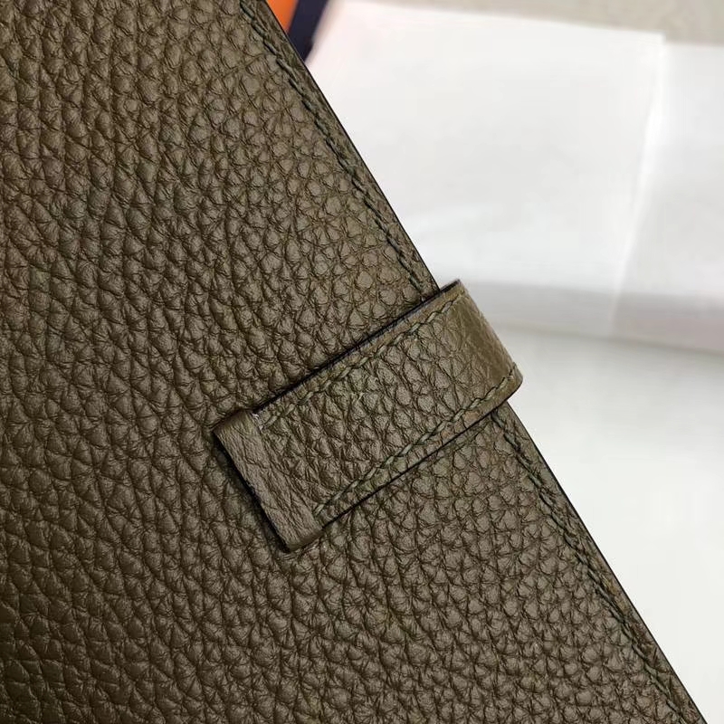 Hermes钱夹价格 爱马仕原厂Togo牛皮H扣Bearn西装夹长款钱包 丛林绿