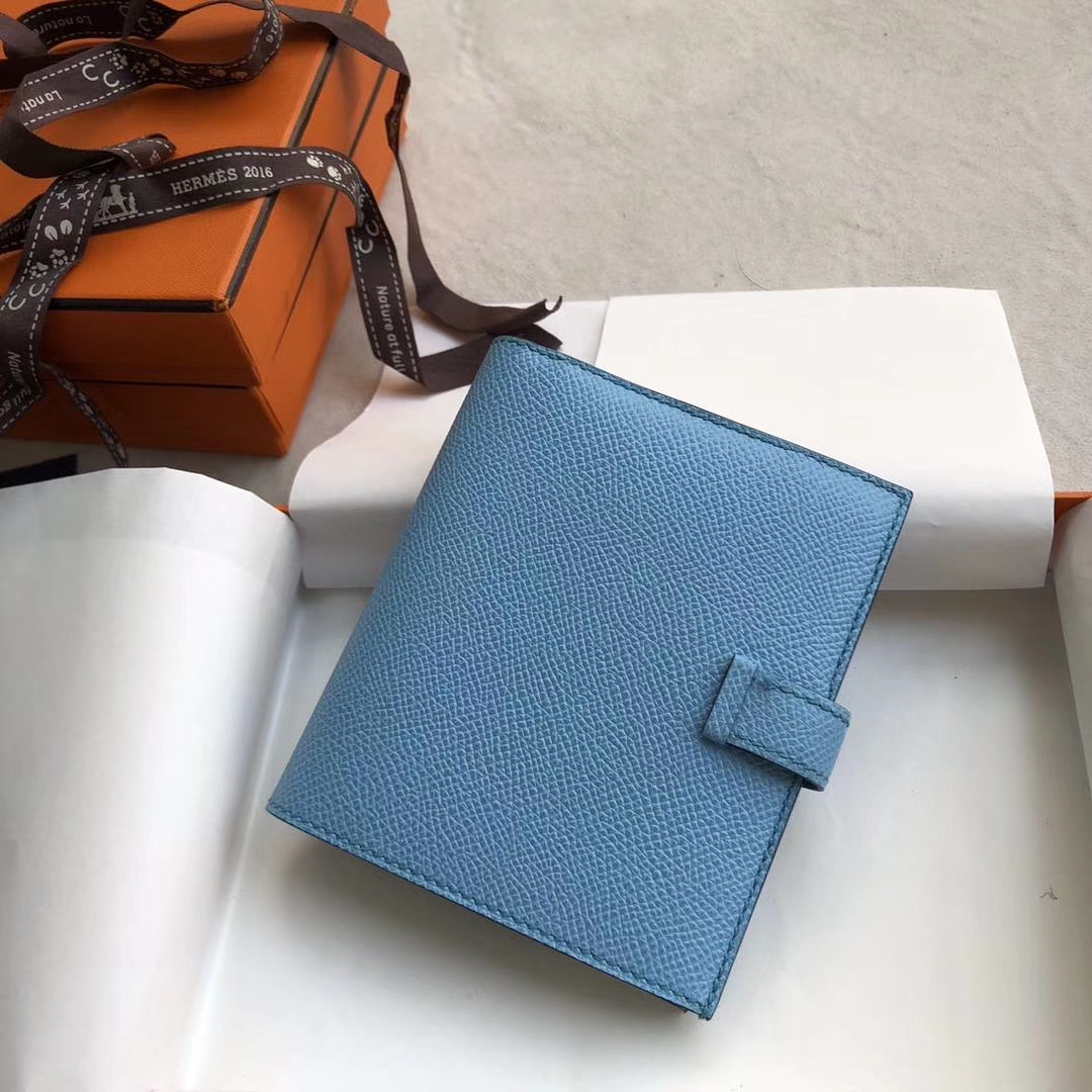 Hermes Bearn钱夹 爱马仕糖果蓝原厂Epsom牛皮短款钱包卡包 银扣