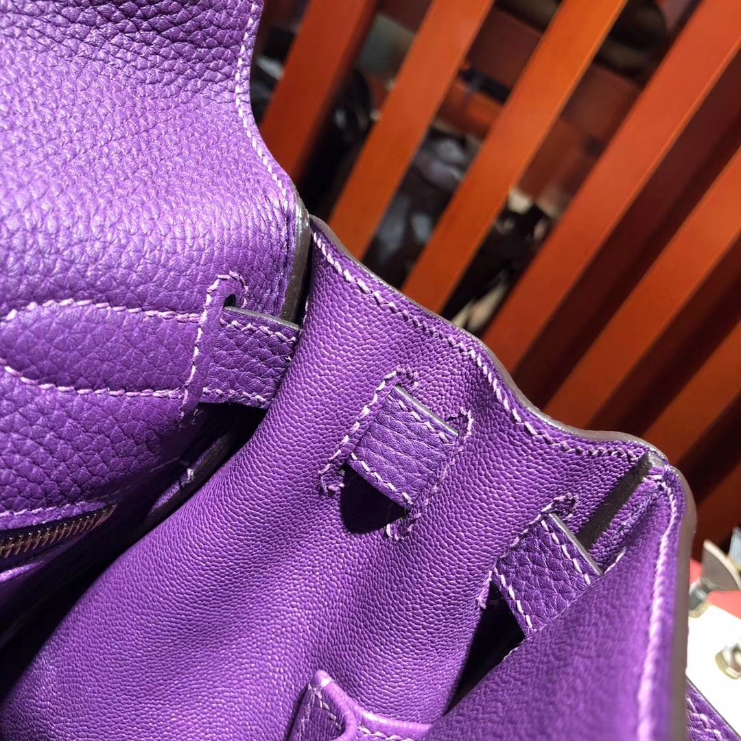 爱马仕凯莉包价格 Hermes Kelly28CM P9海葵紫顶级Togo牛皮 金扣
