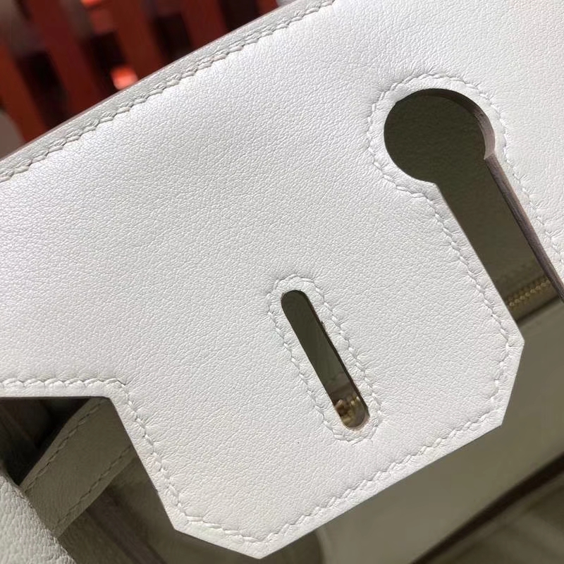 爱马仕Birkin包包 Hermes奶昔白原厂Swift牛皮铂金包Birkin30CM 金扣
