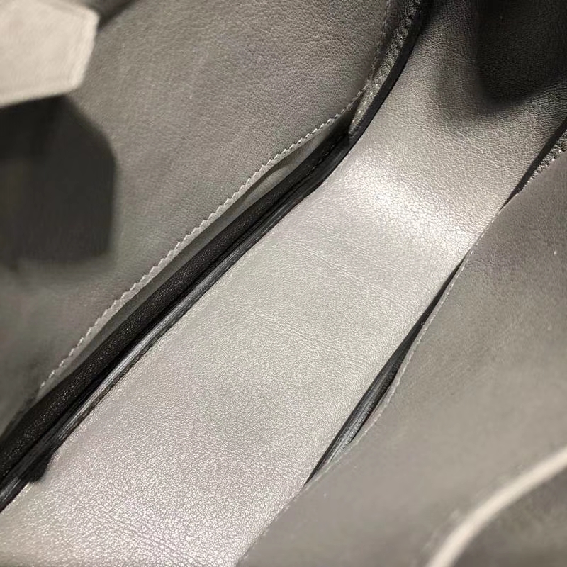 Hermes新款女包 爱马仕铁灰色原厂Swift牛皮Berline20cm线条包 银扣