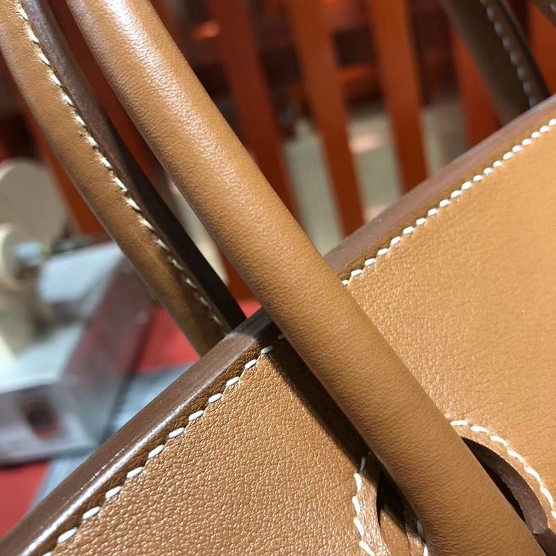 爱马仕铂金包尺寸 Hermes Birkin30CM 土黄色原厂Swift牛皮 银扣