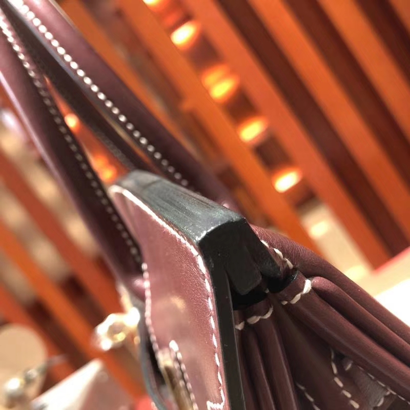 爱马仕Birkin包包 Hermes宝石红原厂Box牛皮Birkin30CM铂金包 金扣