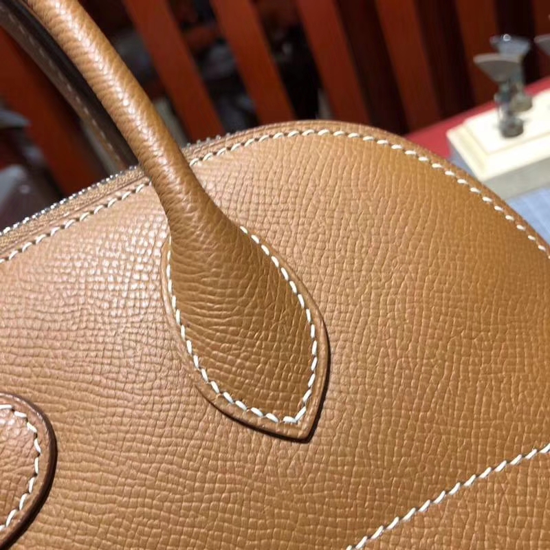 爱马仕保龄球包 Hermes Bolide27cm 土黄色Epsom牛皮手提女包