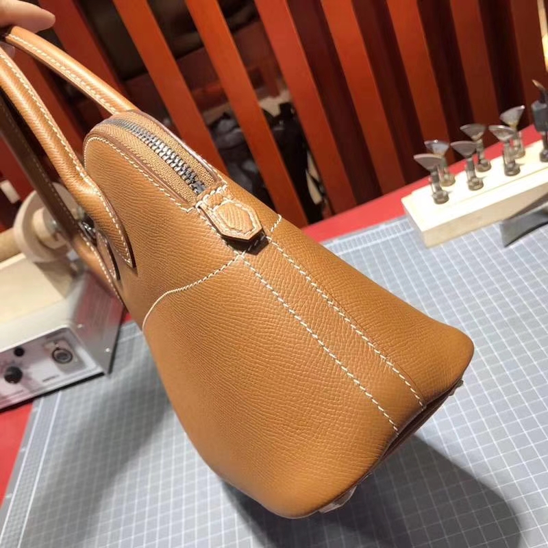爱马仕保龄球包 Hermes Bolide27cm 土黄色Epsom牛皮手提女包