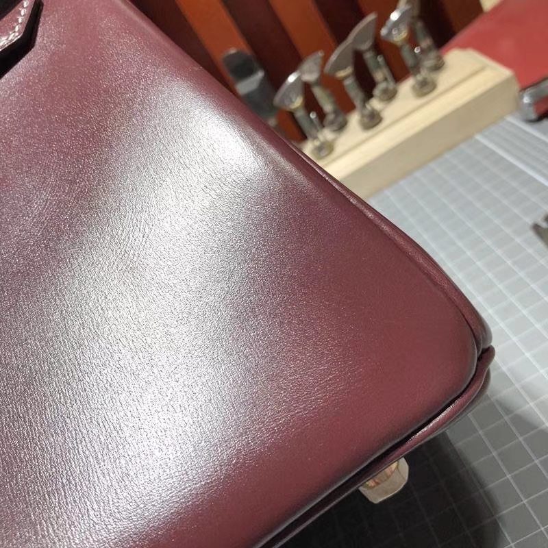 爱马仕Birkin包包 Hermes宝石红原厂Box牛皮Birkin30CM铂金包 金扣