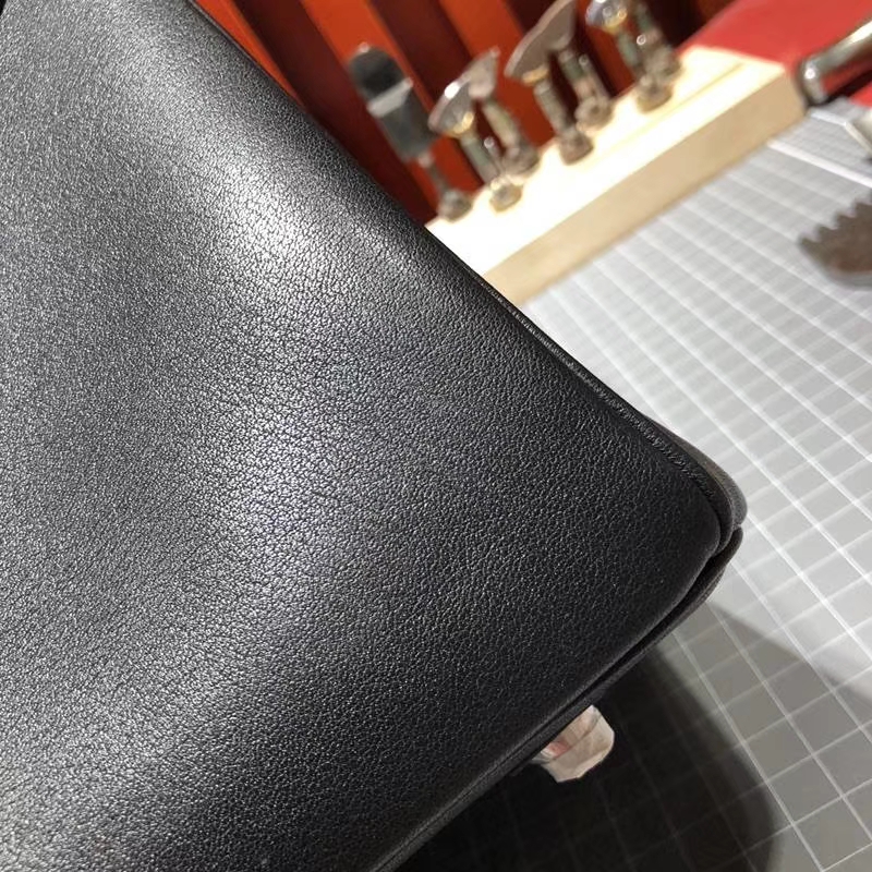 Hermes包包官网 爱马仕原厂Swift牛皮Birkin30铂金包 黑色 银扣