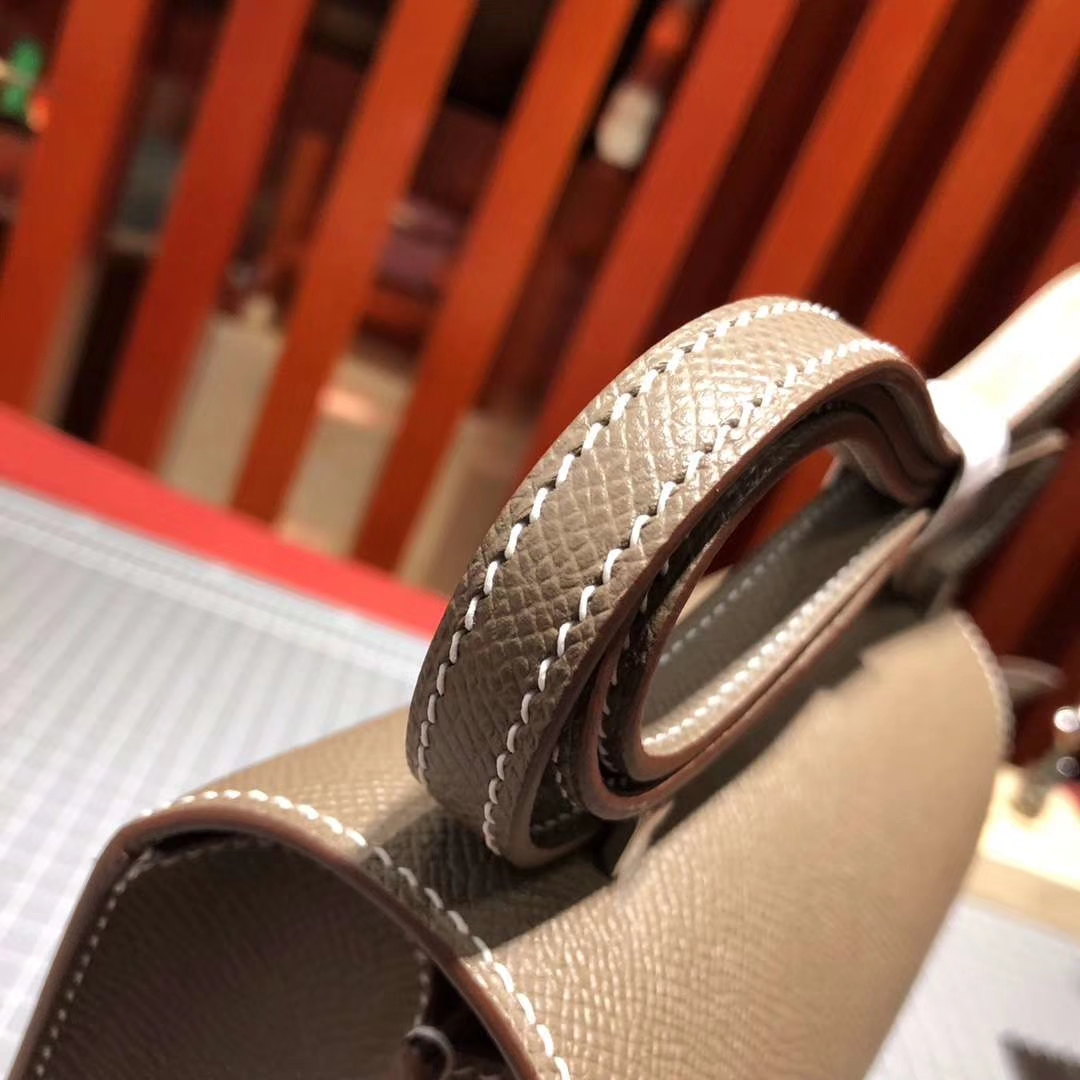 爱马仕空姐包价格 Hermes Constance19cm 大象灰原厂Epsom牛皮 银扣