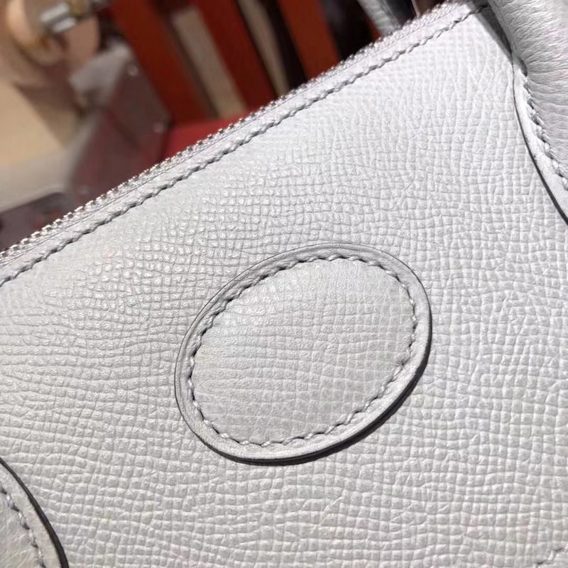 爱马仕包包批发 Hermes Bolide27CM 海鸥灰十字纹牛皮保龄球包