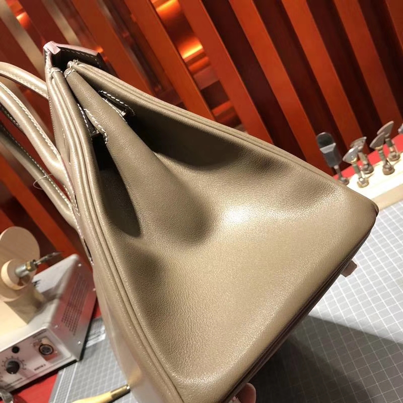 Hermes Birkin30CM 爱马仕大象灰原厂Swift牛皮铂金包 金扣