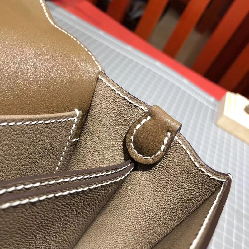 Hermes Roulis19CM 爱马仕大象灰顶级Swift牛皮猪鼻子包 银扣