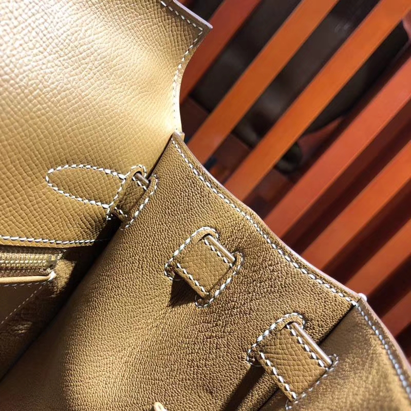 Hermes Kelly28CM 爱马仕土黄色Epsom牛皮凯莉包Kelly包包 金扣