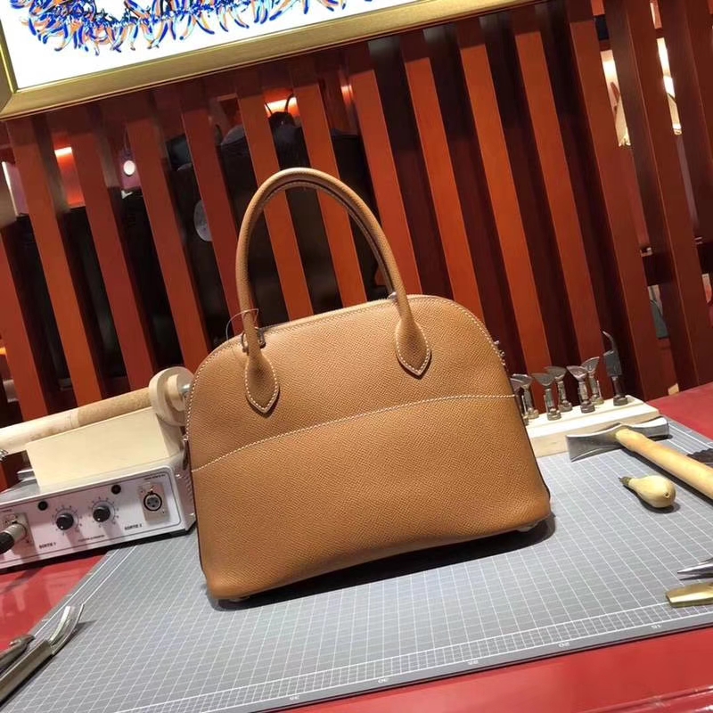 爱马仕保龄球包 Hermes Bolide27cm 土黄色Epsom牛皮手提女包