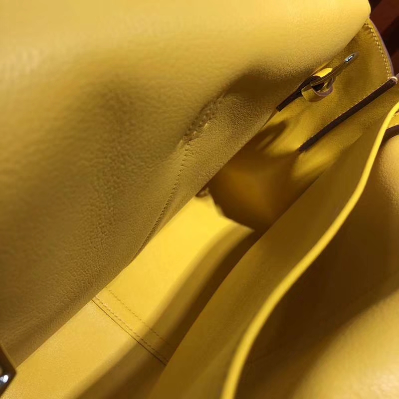 爱马仕新款女包 Hermes Stock Halzan琥珀黄Swift牛皮手提斜挎包