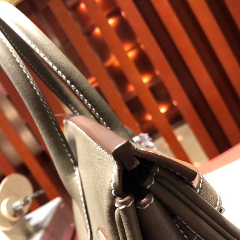 Hermes Birkin30CM 爱马仕大象灰原厂Swift牛皮铂金包 金扣