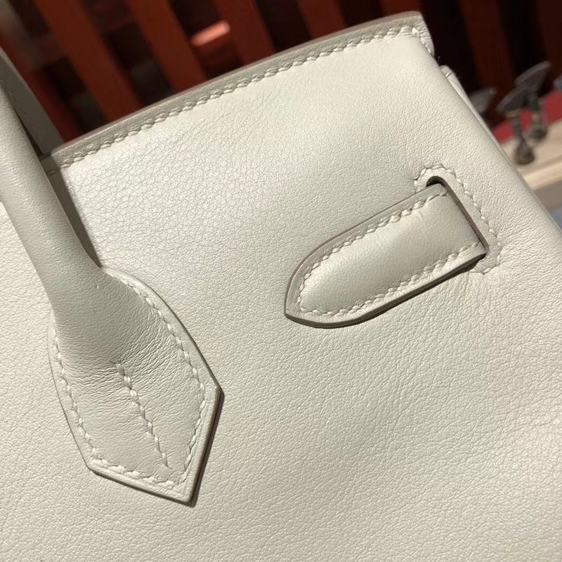 爱马仕Birkin包包 Hermes奶昔白原厂Swift牛皮铂金包Birkin30CM 金扣