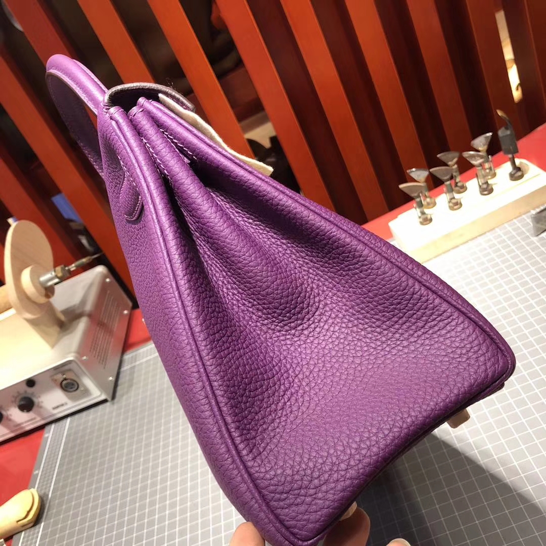 爱马仕凯莉包价格 Hermes Kelly28CM P9海葵紫顶级Togo牛皮 金扣