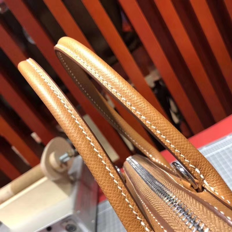爱马仕保龄球包 Hermes Bolide27cm 土黄色Epsom牛皮手提女包
