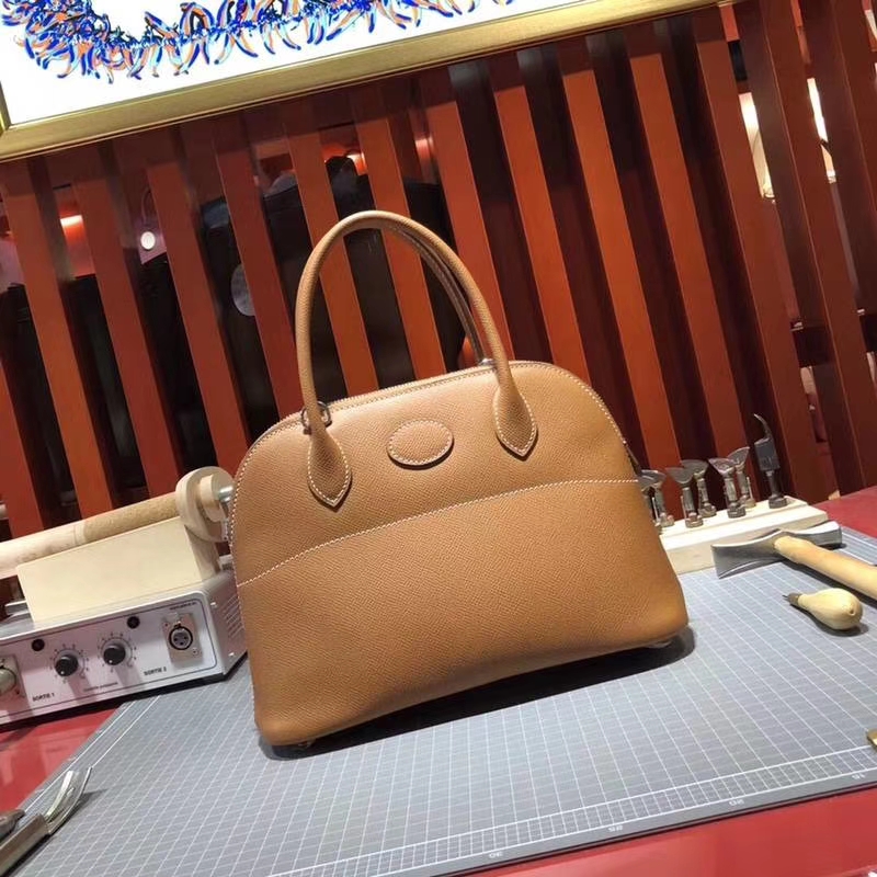 爱马仕保龄球包 Hermes Bolide27cm 土黄色Epsom牛皮手提女包