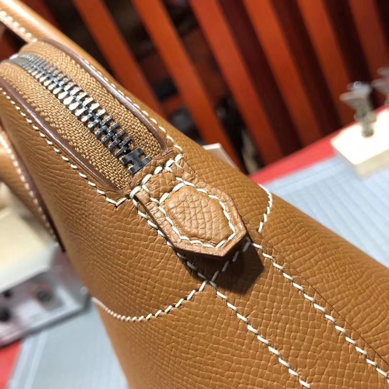爱马仕保龄球包 Hermes Bolide27cm 土黄色Epsom牛皮手提女包