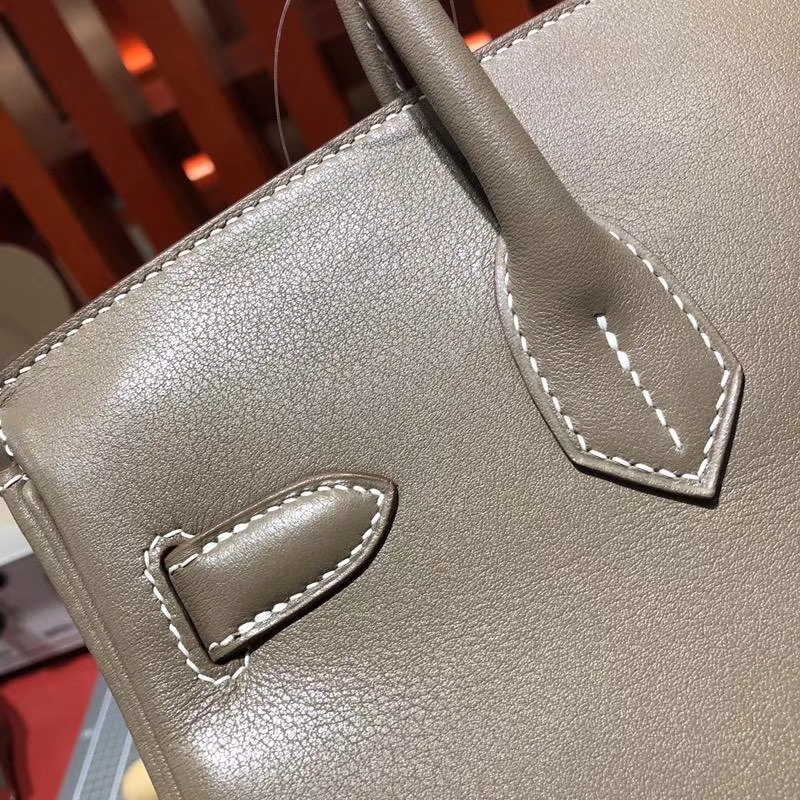 Hermes Birkin30CM 爱马仕大象灰原厂Swift牛皮铂金包 金扣