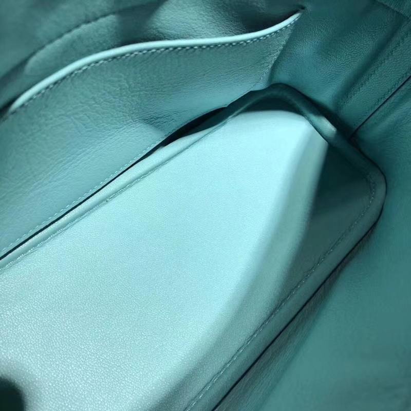 爱马仕包包官网 Hermes Bolide27CM 马卡龙蓝十字纹牛皮保龄球包