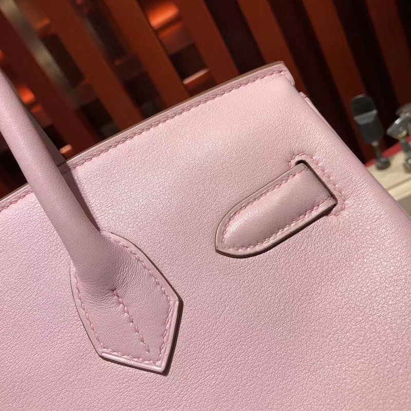 爱马仕铂金包价格 Hermes原厂Swift牛皮3Q粉色铂金包Birkin30CM 金扣