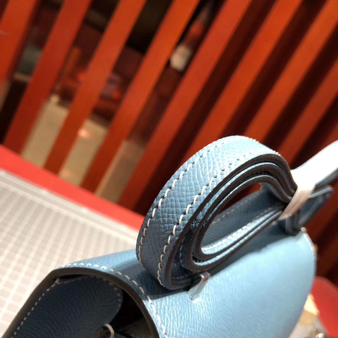 爱马仕康斯坦包尺寸 Hermes Constance19CM 牛仔蓝原厂epsom牛皮