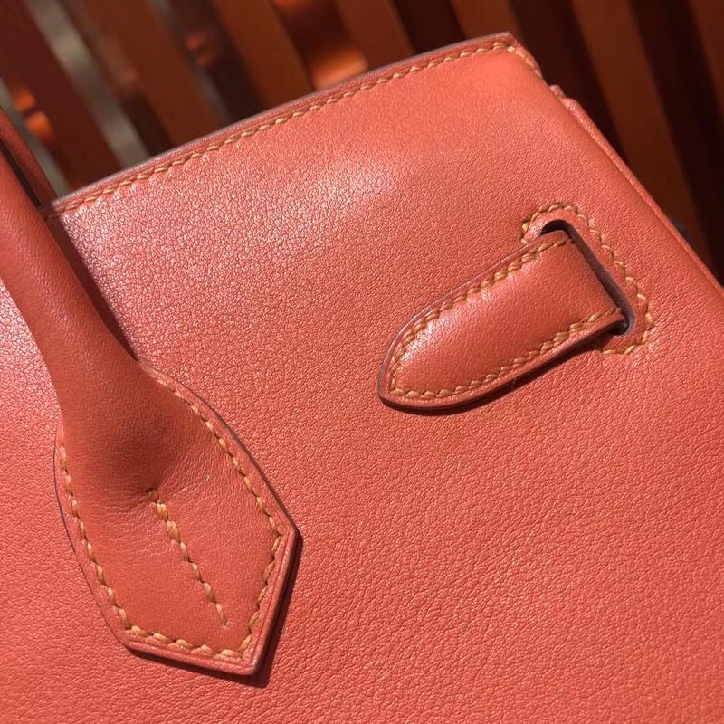 Hermes Birkin30CM 爱马仕火焰橙原厂Swift牛皮铂金包 金扣