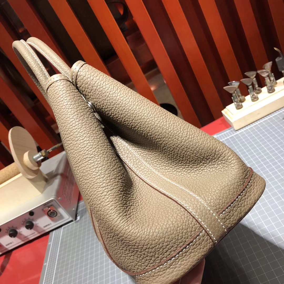 Hermes新款包包 爱马仕大象灰原厂小牛皮花园包Garden Party Bags30CM