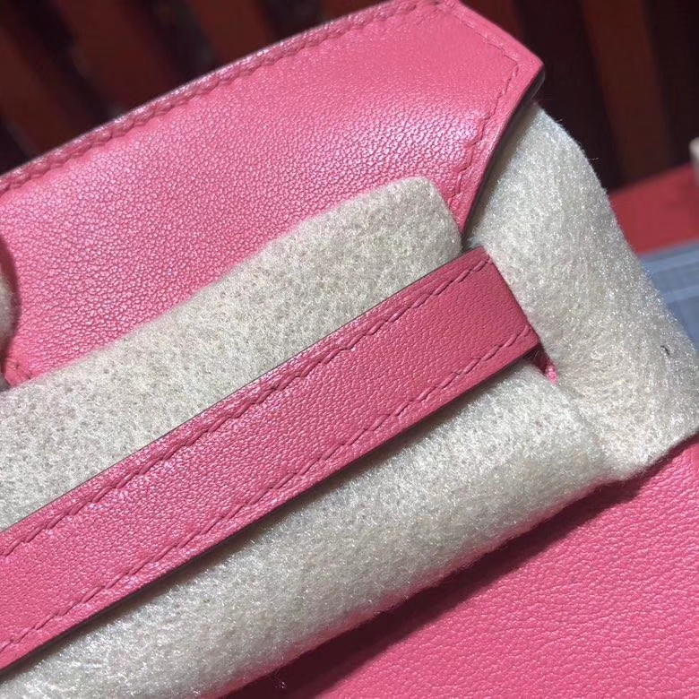 爱马仕Birkin包包 Hermes唇膏粉进口Swift牛皮铂金包Birkin25CM 金扣