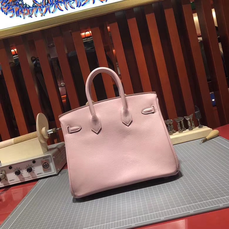 Hermes Birkin25CM 爱马仕3Q粉色进口Swift牛皮铂金包 银扣