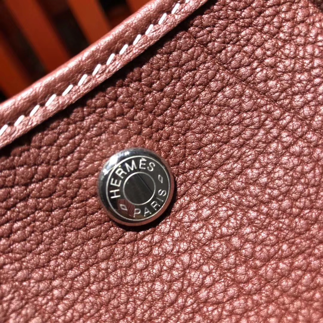 Hermes Garden Party Bags 爱马仕酒红色法国本土小牛皮花园包30CM