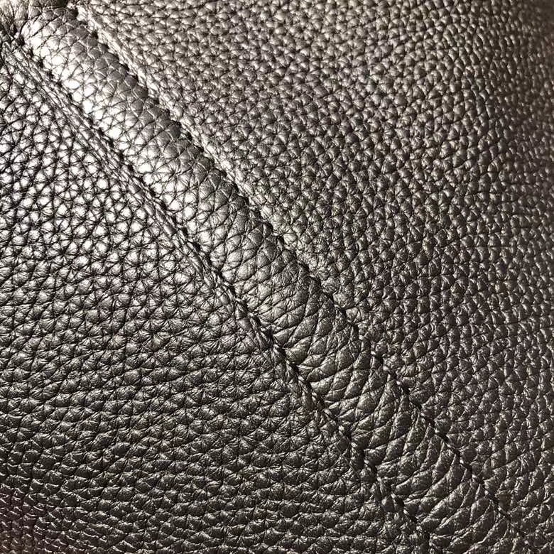 爱马仕菜篮子包 Hermes黑色Clemence牛皮Picotin水桶包18CM 银扣