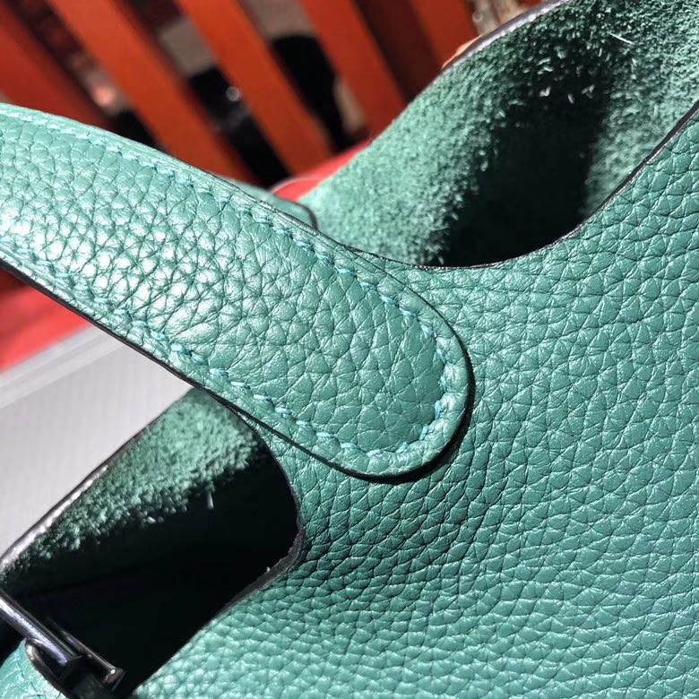 Hermes Picotin Lock18cm 爱马仕孔雀绿顶级Clemence牛皮菜篮子包 银扣