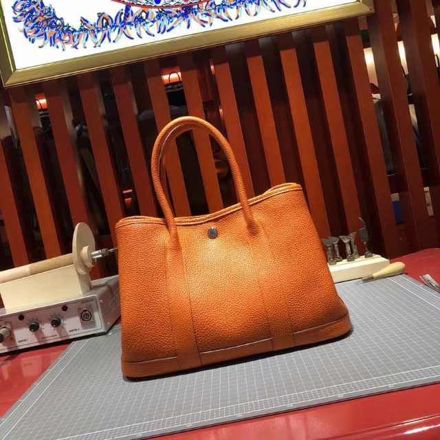 爱马仕花园包尺寸 Hermes橙色顶级togo牛皮 Garden Party Bags手提包