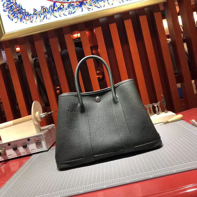 Hermes包包官网 爱马仕Togo小牛皮Garden Party Bags花园包30CM 墨绿色