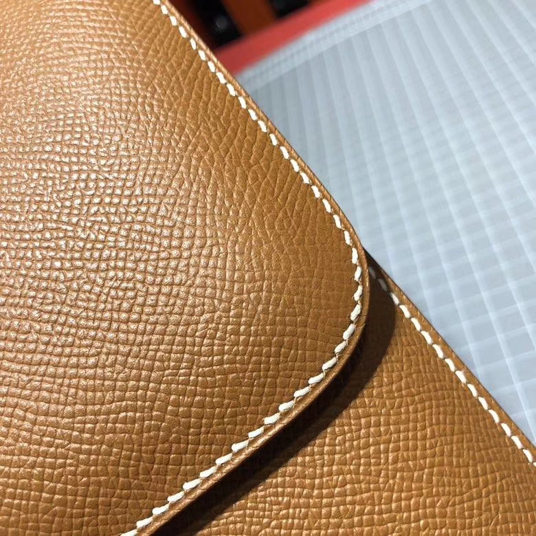 Hermes Constance24CM 爱马仕土黄色顶级Epsom牛皮康斯坦包 银扣