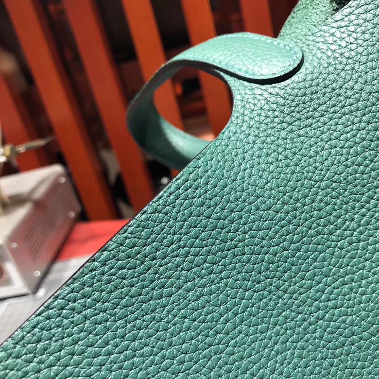 Hermes Picotin Lock18cm 爱马仕孔雀绿顶级Clemence牛皮菜篮子包 银扣