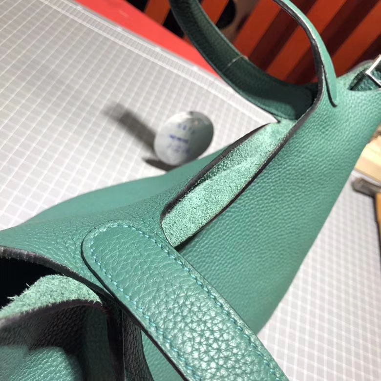 Hermes Picotin Lock18cm 爱马仕孔雀绿顶级Clemence牛皮菜篮子包 银扣