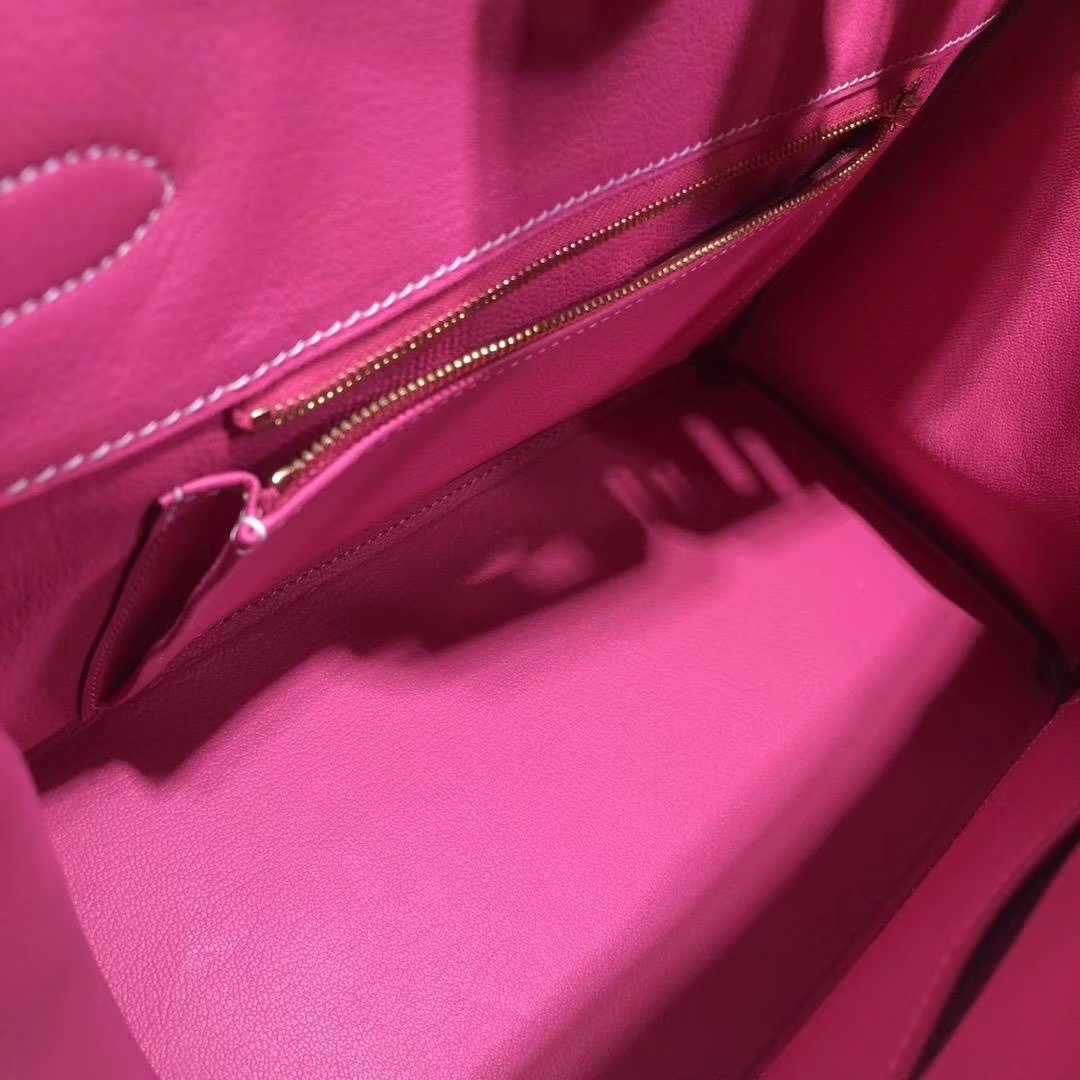 爱马仕拼色铂金包 Hermes Birkin30cm 小鸡黄拼玫红Epsom牛皮 金扣